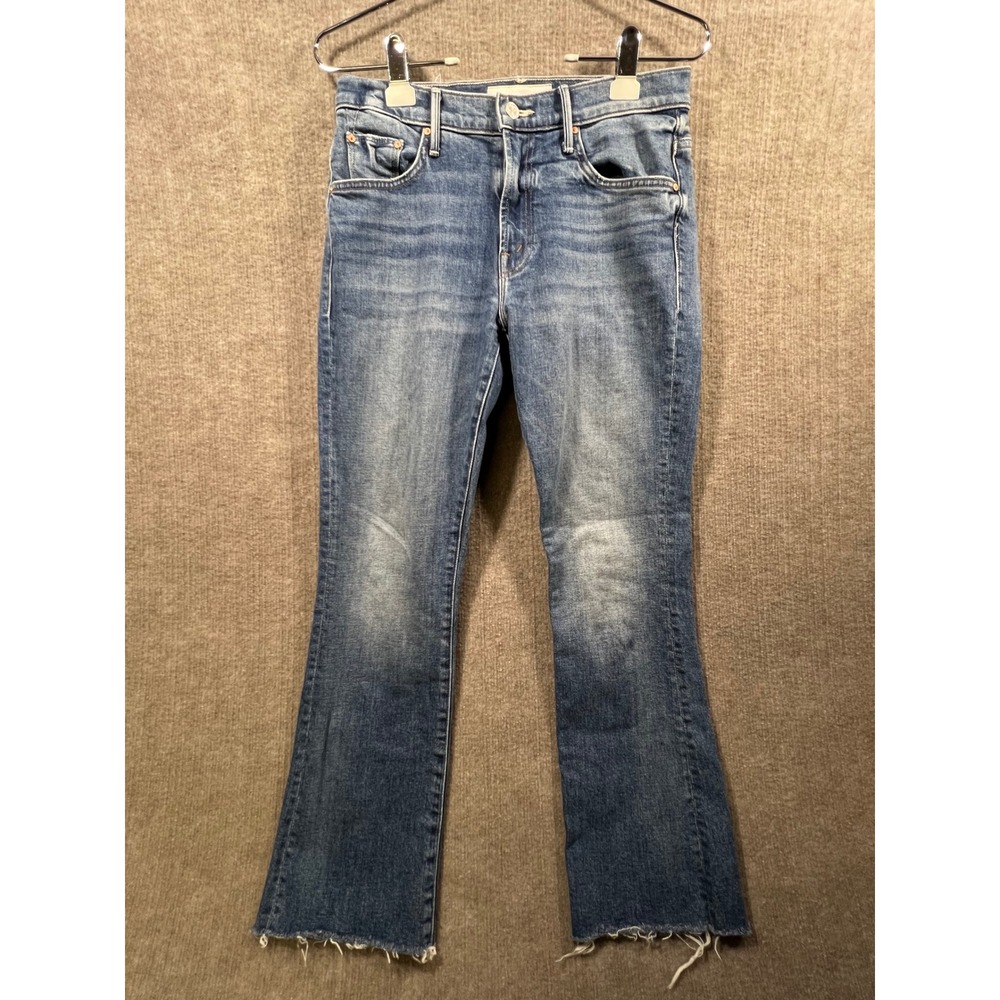 MOTHER Superior Jeans Cosmic Embroidered Flare Cropped Raw Hem Women Sz 27 Rare